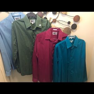 Express Men 1MX solid color shirts - lot of four
